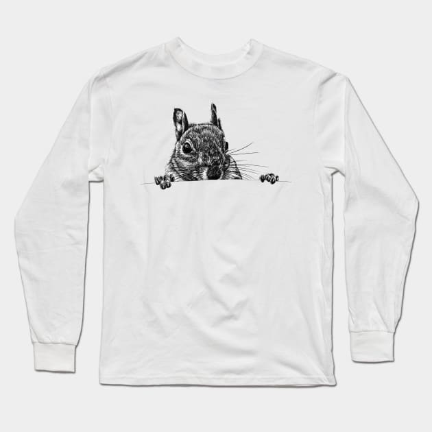 Grey squirrel Long Sleeve T-Shirt by lorendowding